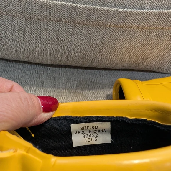 Land's End Women's Size 8M Yellow Waterproof Lace Up Rubber Ankle Rain Boots - Picture 6 of 7